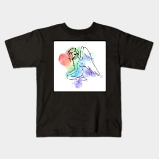 Rainbow Watercolor Angel Kids T-Shirt